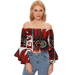 Devil2 Off Shoulder Flutter Bell Sleeve Top