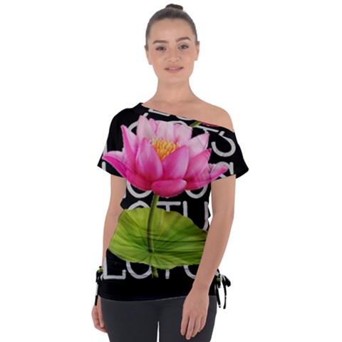 Lotus2 Off Shoulder Tie-up Tee by RuuGallery10