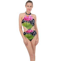 Lotus2 Halter Side Cut Swimsuit by RuuGallery10