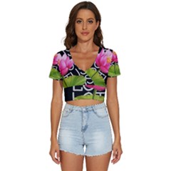 Lotus2 V-neck Crop Top by RuuGallery10