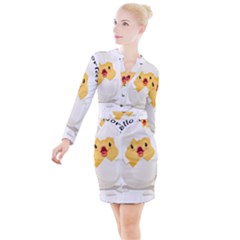 Cute Chick Button Long Sleeve Dress by RuuGallery10