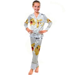 Cute Chick Kids  Satin Long Sleeve Pajamas Set