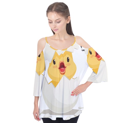 Cute Chick Flutter Sleeve Tee  by RuuGallery10