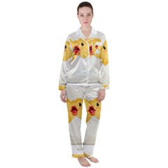 Cute Chick Women s Long Sleeve Satin Pajamas Set	