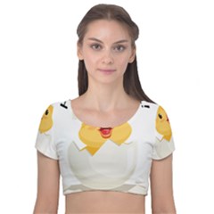 Cute Chick Velvet Short Sleeve Crop Top  by RuuGallery10