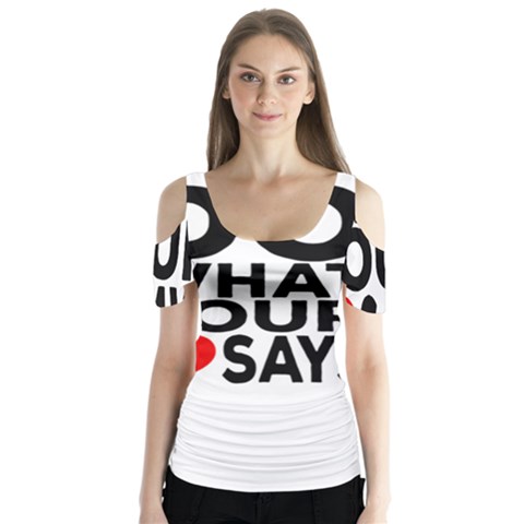 Do What Ur Heart Says Butterfly Sleeve Cutout Tee  by RuuGallery10