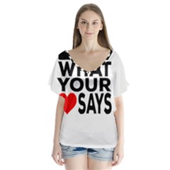 Do What Ur Heart Says V-neck Flutter Sleeve Top by RuuGallery10