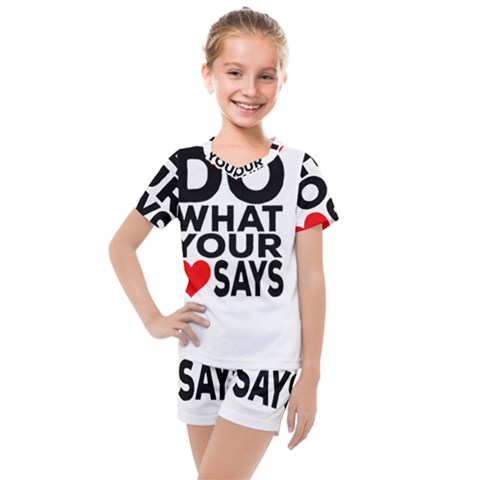 Do What Ur Heart Says Kids  Mesh Tee And Shorts Set by RuuGallery10