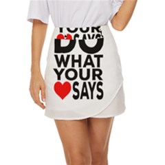 Do What Ur Heart Says Mini Front Wrap Skirt by RuuGallery10