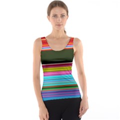 Horizontal Line Colorful Women s Basic Tank Top by Grandong