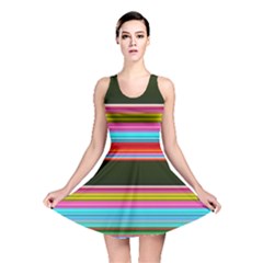 Horizontal Line Colorful Reversible Skater Dress by Grandong