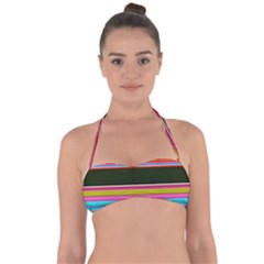 Horizontal Line Colorful Tie Back Bikini Top by Grandong