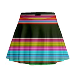 Horizontal Line Colorful Mini Flare Skirt by Grandong