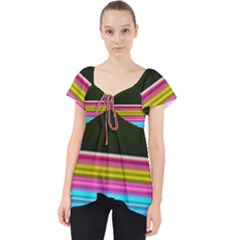 Horizontal Line Colorful Lace Front Dolly Top by Grandong