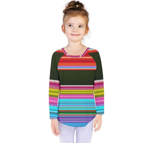 Horizontal Line Colorful Kids  Long Sleeve Tee by Grandong