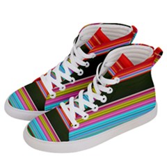 Horizontal Line Colorful Women s Hi-top Skate Sneakers by Grandong