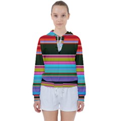 Horizontal Line Colorful Women s Tie Up Sweat by Grandong