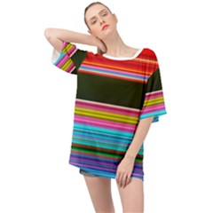 Horizontal Line Colorful Oversized Chiffon Top by Grandong