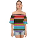 Horizontal Line Colorful Off Shoulder Short Sleeve Top View1