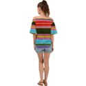 Horizontal Line Colorful Off Shoulder Short Sleeve Top View2