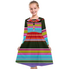 Horizontal Line Colorful Kids  Midi Sailor Dress