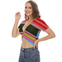 Horizontal Line Colorful Twist Front Crop Top View2