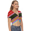 Horizontal Line Colorful Twist Front Crop Top View3