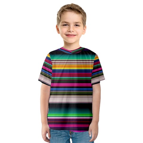 Horizontal Lines Colorful Kids  Sport Mesh Tee by Grandong