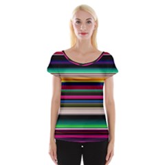 Horizontal Lines Colorful Cap Sleeve Top by Grandong