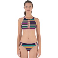 Horizontal Lines Colorful Perfectly Cut Out Bikini Set by Grandong