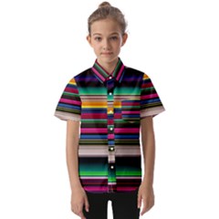 Horizontal Lines Colorful Kids  Short Sleeve Shirt by Grandong