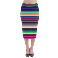 Horizontal Lines Colorful Velvet Midi Pencil Skirt by Grandong