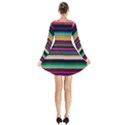 Horizontal Lines Colorful Long Sleeve Velvet V-neck Dress View2