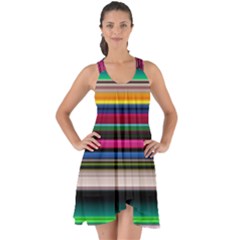 Horizontal Lines Colorful Show Some Back Chiffon Dress by Grandong