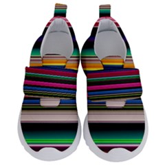 Horizontal Lines Colorful Kids  Velcro No Lace Shoes by Grandong