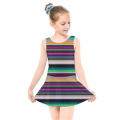 Horizontal Lines Colorful Kids  Skater Dress Swimsuit by Grandong