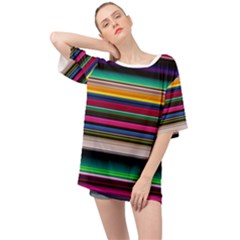 Horizontal Lines Colorful Oversized Chiffon Top by Grandong