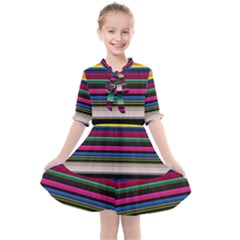 Horizontal Lines Colorful Kids  All Frills Chiffon Dress by Grandong