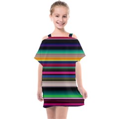 Horizontal Lines Colorful Kids  One Piece Chiffon Dress by Grandong