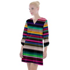 Horizontal Lines Colorful Open Neck Shift Dress by Grandong