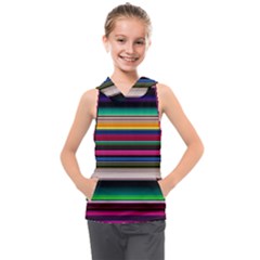 Horizontal Lines Colorful Kids  Sleeveless Hoodie by Grandong