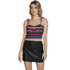 Horizontal Lines Colorful Flowy Camisole Tie Up Top by Grandong