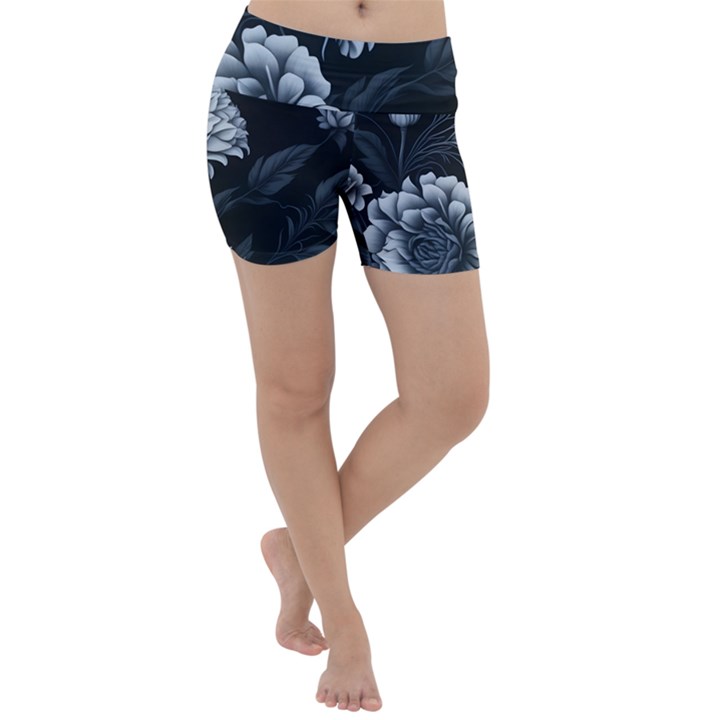 Pattern Flower Design Nature Lightweight Velour Yoga Shorts