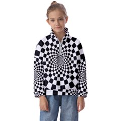 Geomtric Pattern Illusion Shapes Kids  Half Zip Hoodie by Grandong