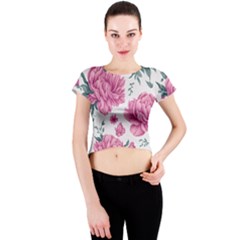 Pattern Flowers Texture Design Crew Neck Crop Top by Grandong