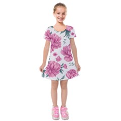 Pattern Flowers Texture Design Kids  Short Sleeve Velvet Dress by Grandong