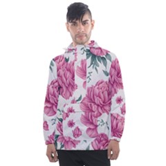 Pattern Flowers Texture Design Men s Front Pocket Pullover Windbreaker by Grandong