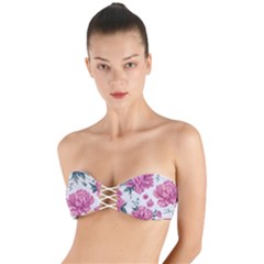 Pattern Flowers Texture Design Twist Bandeau Bikini Top by Grandong