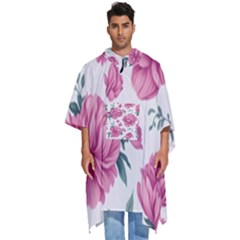 Pattern Flowers Texture Design Men s Hooded Rain Ponchos by Grandong