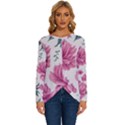 Pattern Flowers Texture Design Long Sleeve Crew Neck Pullover Top View1